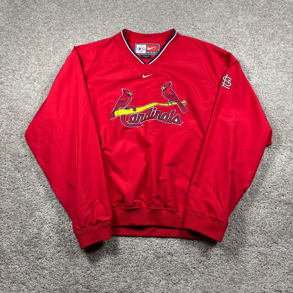 Nike Center Swoosh St Louis Cardinals MLB Pullover Windbreaker Red Mens Medium